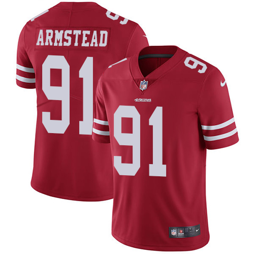 2019 men San Francisco 49ers #91 Armstead red Nike Vapor Untouchable Limited NFL Jersey->san francisco 49ers->NFL Jersey